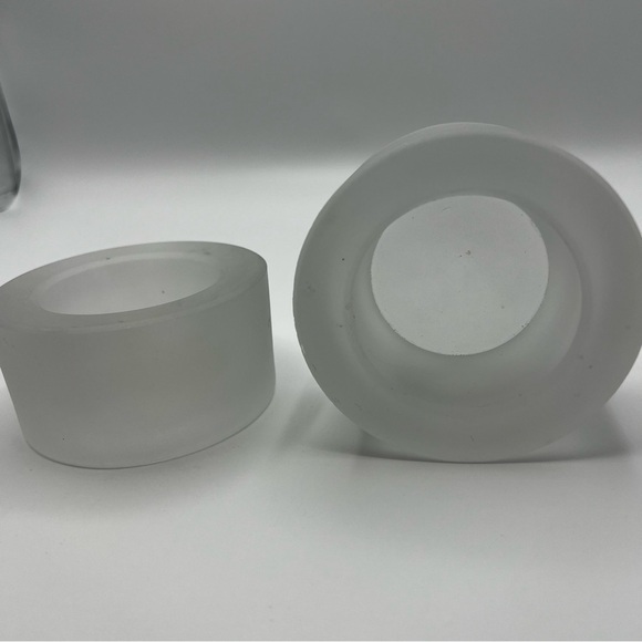 Tag LTD Glass Tea Light Candle Holder Set of 2 Frosted White Table Decor Party - Picture 4 of 9